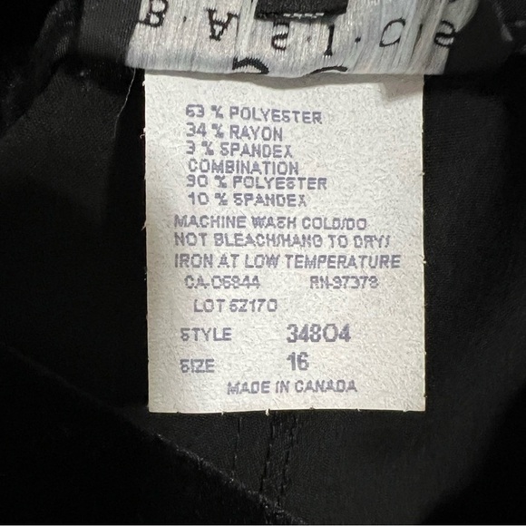 S.C. Basics Black Culottes Side Zip Velvet Waist Band Stretch Comfort Size 16 - Picture 8 of 8